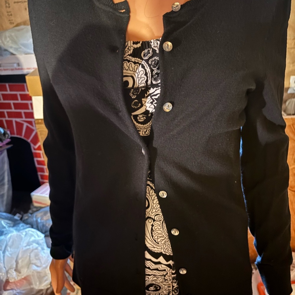 Ladies Charter Club Black Cardigan Sweater Size M